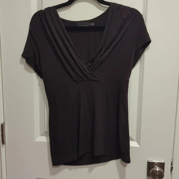 Black Draped V-Neck Top by The Limited - Picture 1 of 3
